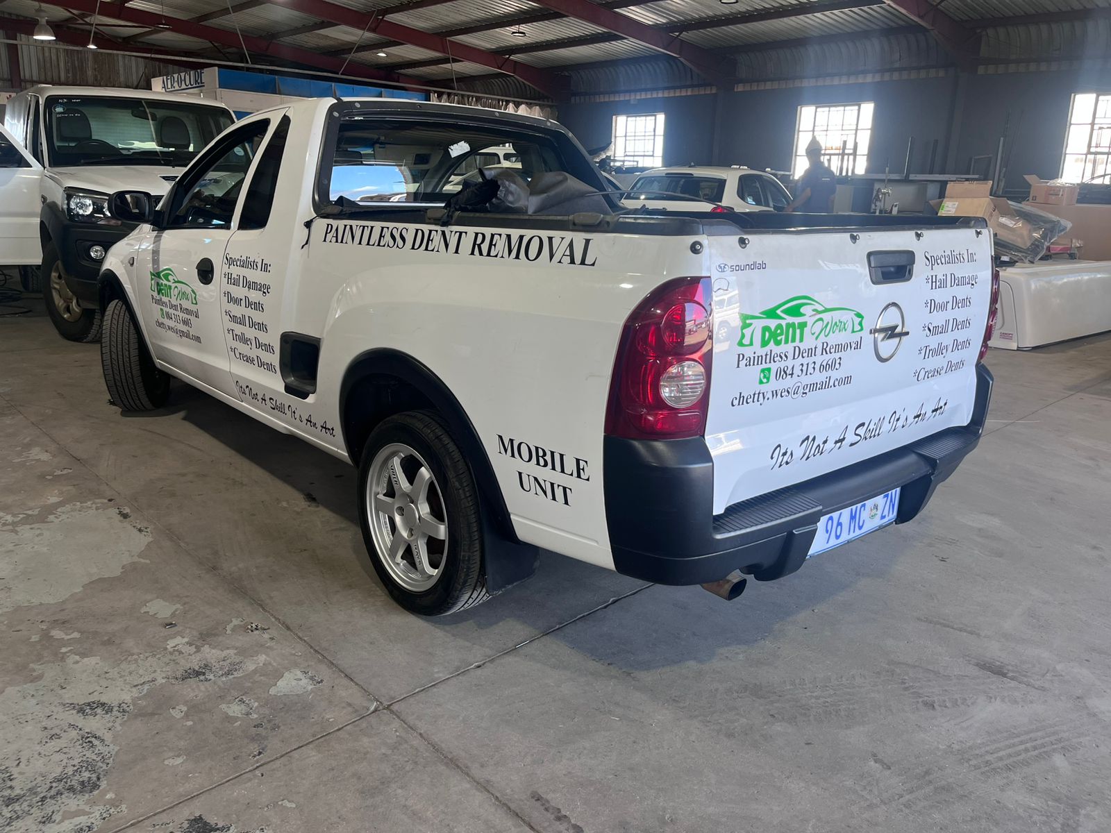 Dentworx branded mobile unit vehicle for paintless dent removal service in Durban